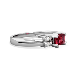 Lab Ruby Art Deco East-West 14K White Gold ring R2590