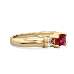 Lab Ruby Art Deco East-West 14K Yellow Gold ring R2590