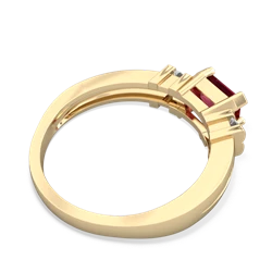 Lab Ruby Art Deco East-West 14K Yellow Gold ring R2590