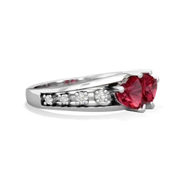 Lab Ruby Heart To Heart 14K White Gold ring R3342