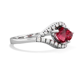 Lab Ruby Mother And Child 14K White Gold ring R3010