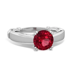 Lab Ruby Renaissance 14K White Gold ring R27806RD