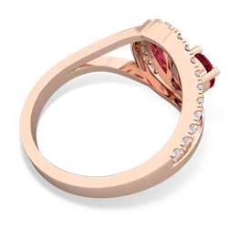 Lab Ruby Nestled Heart Keepsake 14K Rose Gold ring R5650