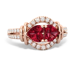 Lab Ruby Art-Deco Keepsake 14K Rose Gold ring R5630