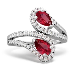 Lab Ruby Diamond Dazzler 14K White Gold ring R3000