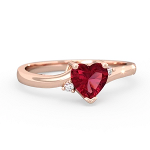 Lab Ruby Delicate Heart 14K Rose Gold ring R0203