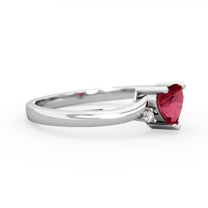 Lab Ruby Delicate Heart 14K White Gold ring R0203