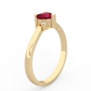 Lab Ruby Delicate Heart 14K Yellow Gold ring R0203