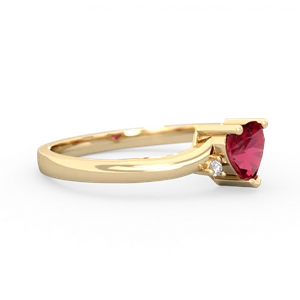 Lab Ruby Delicate Heart 14K Yellow Gold ring R0203