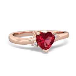 Lab Ruby Delicate Heart 14K Rose Gold ring R0203