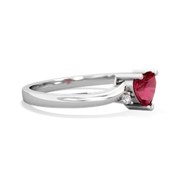 Lab Ruby Delicate Heart 14K White Gold ring R0203