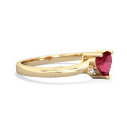 Lab Ruby Delicate Heart 14K Yellow Gold ring R0203