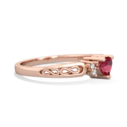 Lab Ruby Filligree Scroll Heart 14K Rose Gold ring R2429