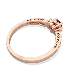 Lab Ruby Filligree Scroll Heart 14K Rose Gold ring R2429