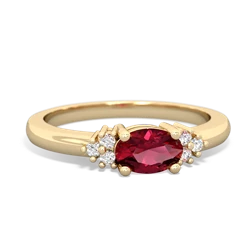 Lab Ruby Simply Elegant East-West 14K Yellow Gold ring R2480