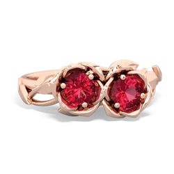 Lab Ruby Rose Garden 14K Rose Gold ring R5510