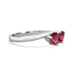 Lab Ruby Sweethearts 14K White Gold ring R5260