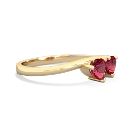 Lab Ruby Sweethearts 14K Yellow Gold ring R5260