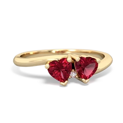 Lab Ruby Sweethearts 14K Yellow Gold ring R5260