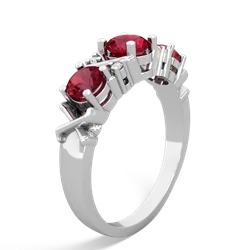 Lab Ruby Hugs And Kisses 14K White Gold ring R5016