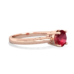 Lab Ruby Milgrain Filigree 14K Rose Gold ring R5090