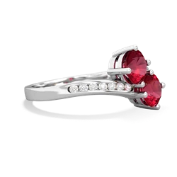 Lab Ruby Channel Set Two Stone 14K White Gold ring R5303