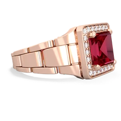 Lab Ruby Men's Watch 14K Rose Gold ring R0510