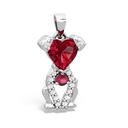 Lab Ruby Puppy Love 14K White Gold pendant P5800