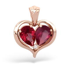 Lab Ruby Two Become One 14K Rose Gold pendant P5330