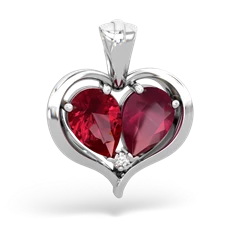 Lab Ruby Two Become One 14K White Gold pendant P5330