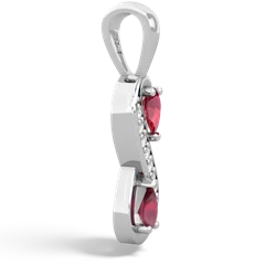 Lab Ruby Diamond Infinity 14K White Gold pendant P5390