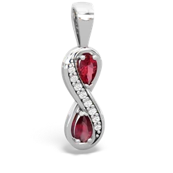 Lab Ruby Diamond Infinity 14K White Gold pendant P5390