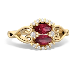 Lab Ruby Love Nest 14K Yellow Gold ring R5860