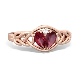 Lab Ruby Celtic Love Knot 14K Rose Gold ring R5420