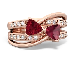 Lab Ruby Bowtie 14K Rose Gold ring R2360