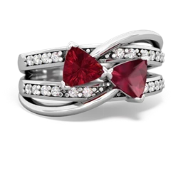 Lab Ruby Bowtie 14K White Gold ring R2360