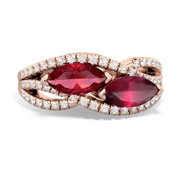 Lab Ruby Diamond Rivers 14K Rose Gold ring R3070