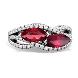 Lab Ruby Diamond Rivers 14K White Gold ring R3070