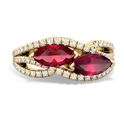 Lab Ruby Diamond Rivers 14K Yellow Gold ring R3070