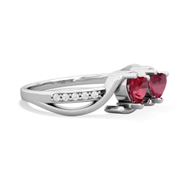 Lab Ruby Side By Side 14K White Gold ring R3090