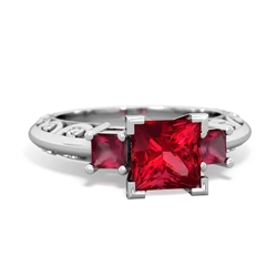 Lab Ruby Eternal Embrace Engagement 14K White Gold ring C2001