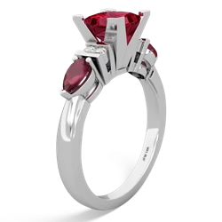 Lab Ruby 6Mm Princess Eternal Embrace Engagement 14K White Gold ring C2002