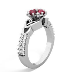 Lab Ruby Celtic Knot Cluster Engagement 14K White Gold ring R26443RD