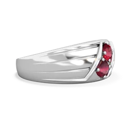 Lab Ruby Men's Streamline 14K White Gold ring R0460