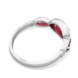 Lab Ruby Milgrain Marquise 14K White Gold ring R5700