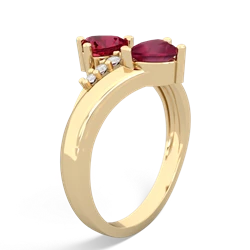 Lab Ruby Heart To Heart 14K Yellow Gold ring R2064