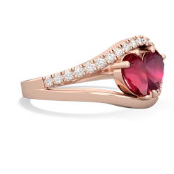 Lab Ruby Nestled Heart Keepsake 14K Rose Gold ring R5650