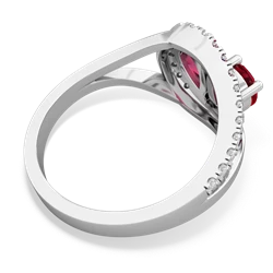 Lab Ruby Nestled Heart Keepsake 14K White Gold ring R5650