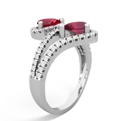 Lab Ruby Diamond Dazzler 14K White Gold ring R3000