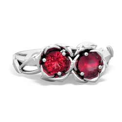 Lab Ruby Rose Garden 14K White Gold ring R5510